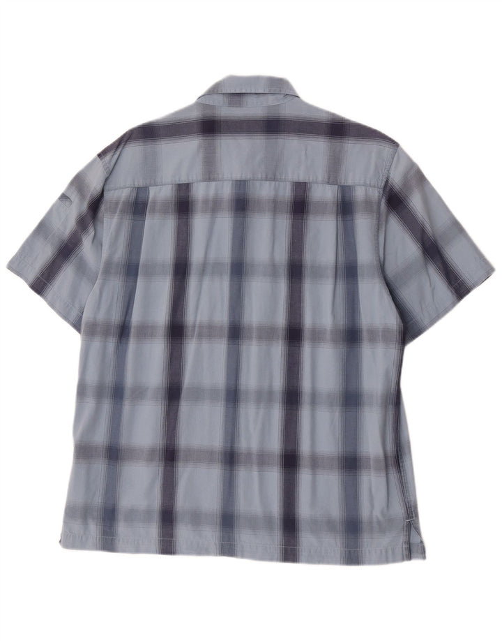 Wrangler Camisa De Manga Corta Para Hombre De Algodón A Cuadros Azul Grande