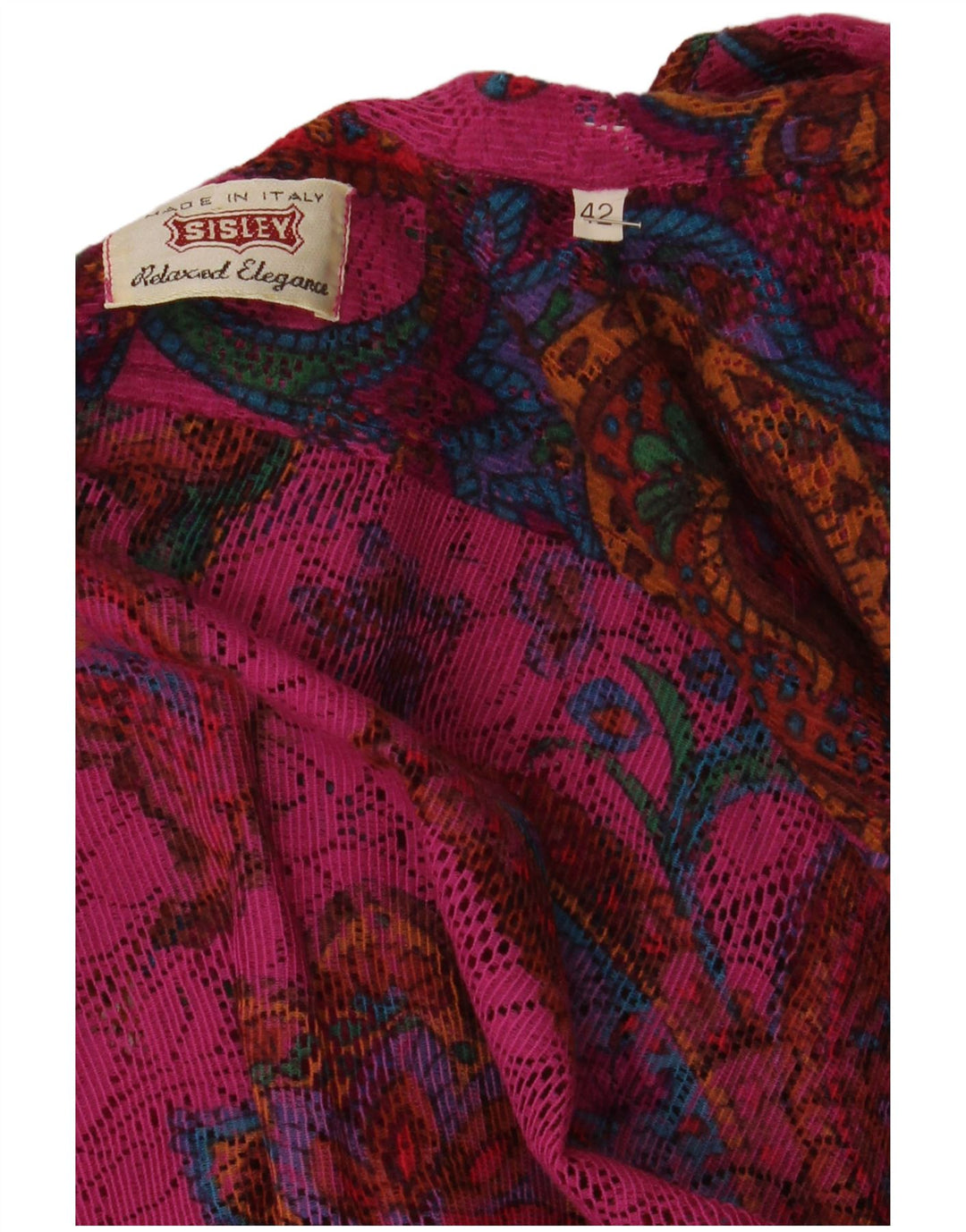 Sisley Camisa Relaxed Elegance IT 42 Medium Pink Paisley Bohemian