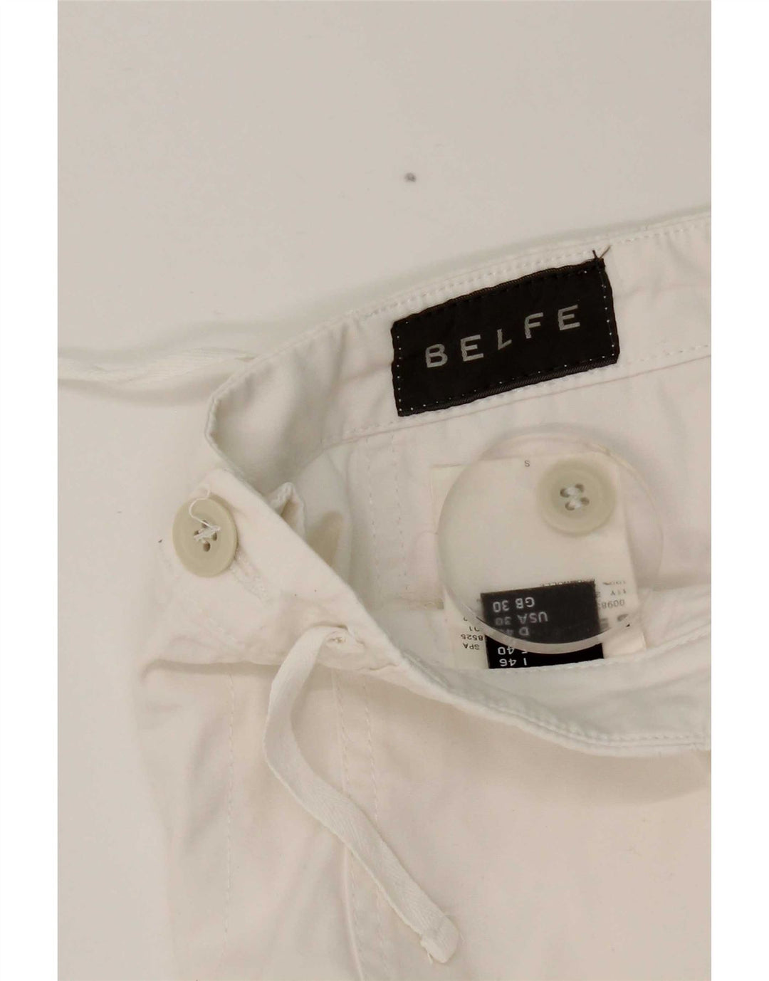 Belfe Pantalones cortos chinos para hombre W30 Algodón blanco mediano