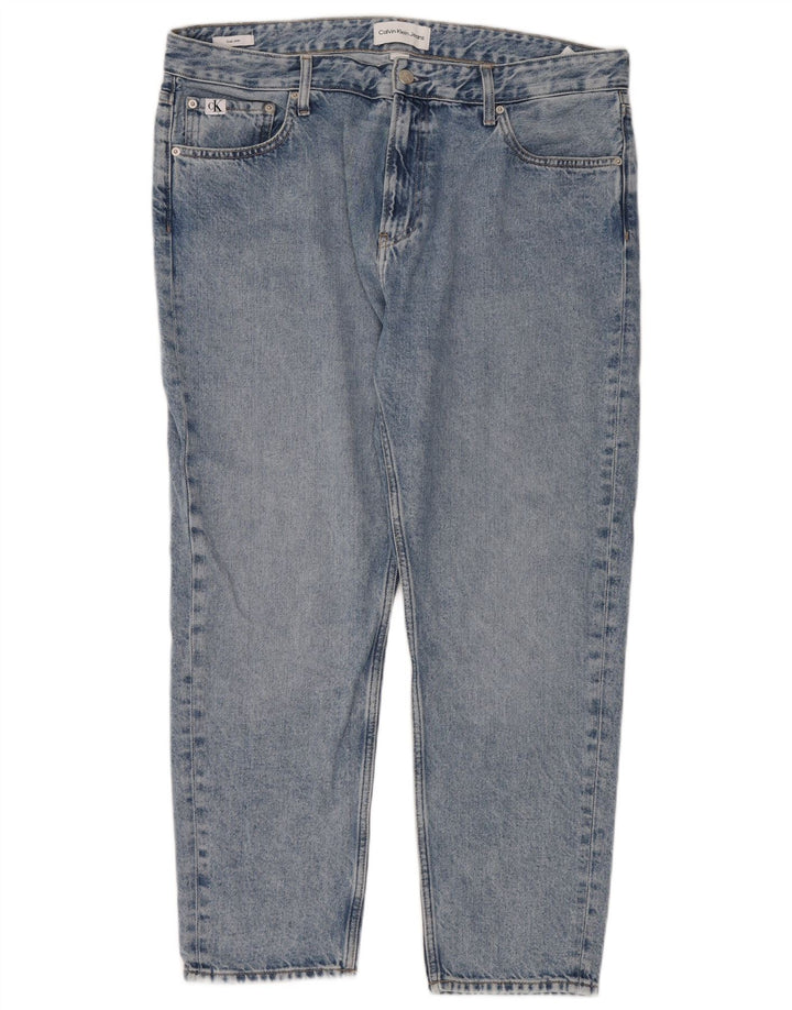 Calvin Klein Mens Dad Tapered Jeans recortados W36 L28 Algodón azul