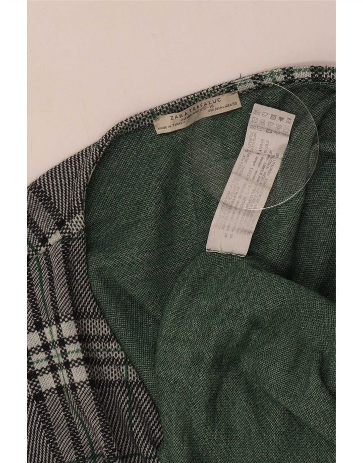 Zara Vestido Cruzado Para Mujer UK 44 Poliéster A Cuadros Verde Grande