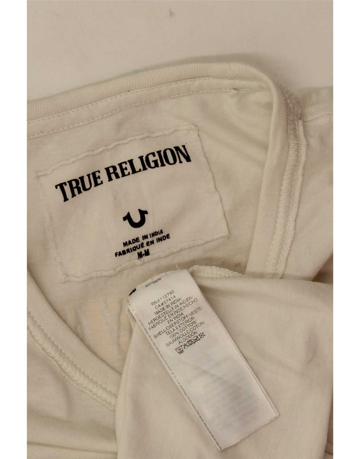 True Religion Camiseta gráfica para hombre Top de algodón blanco mediano