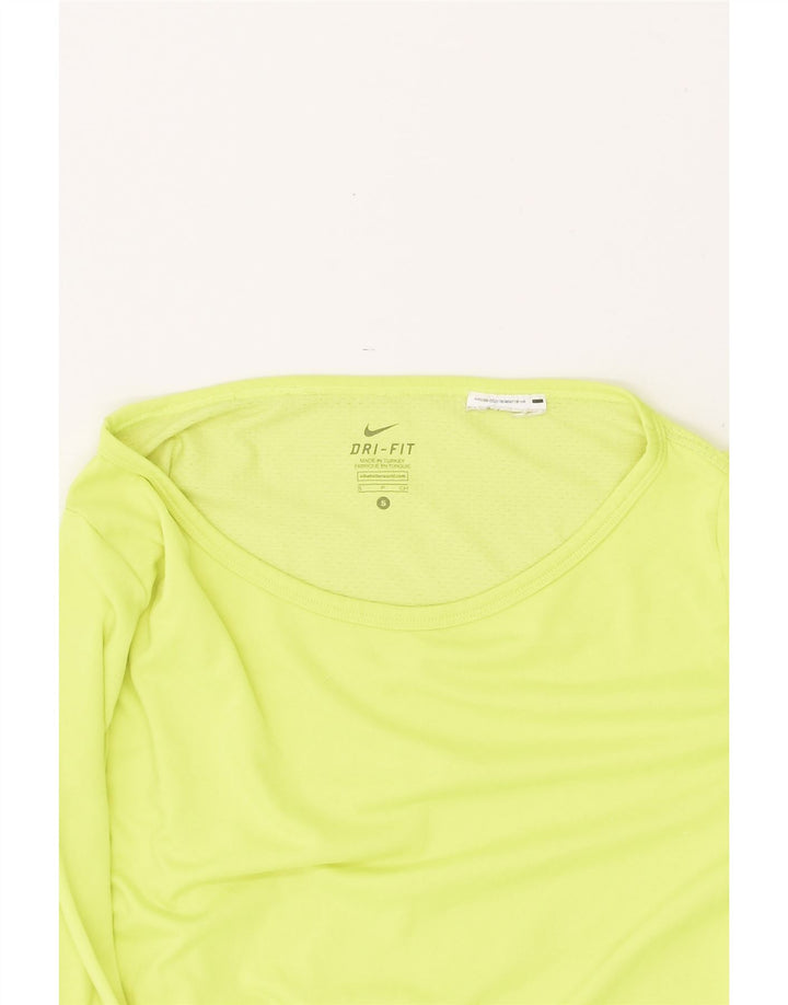 NIKE Mujer Dri Fit Top Manga Larga UK 10 Pequeño Poliéster Verde