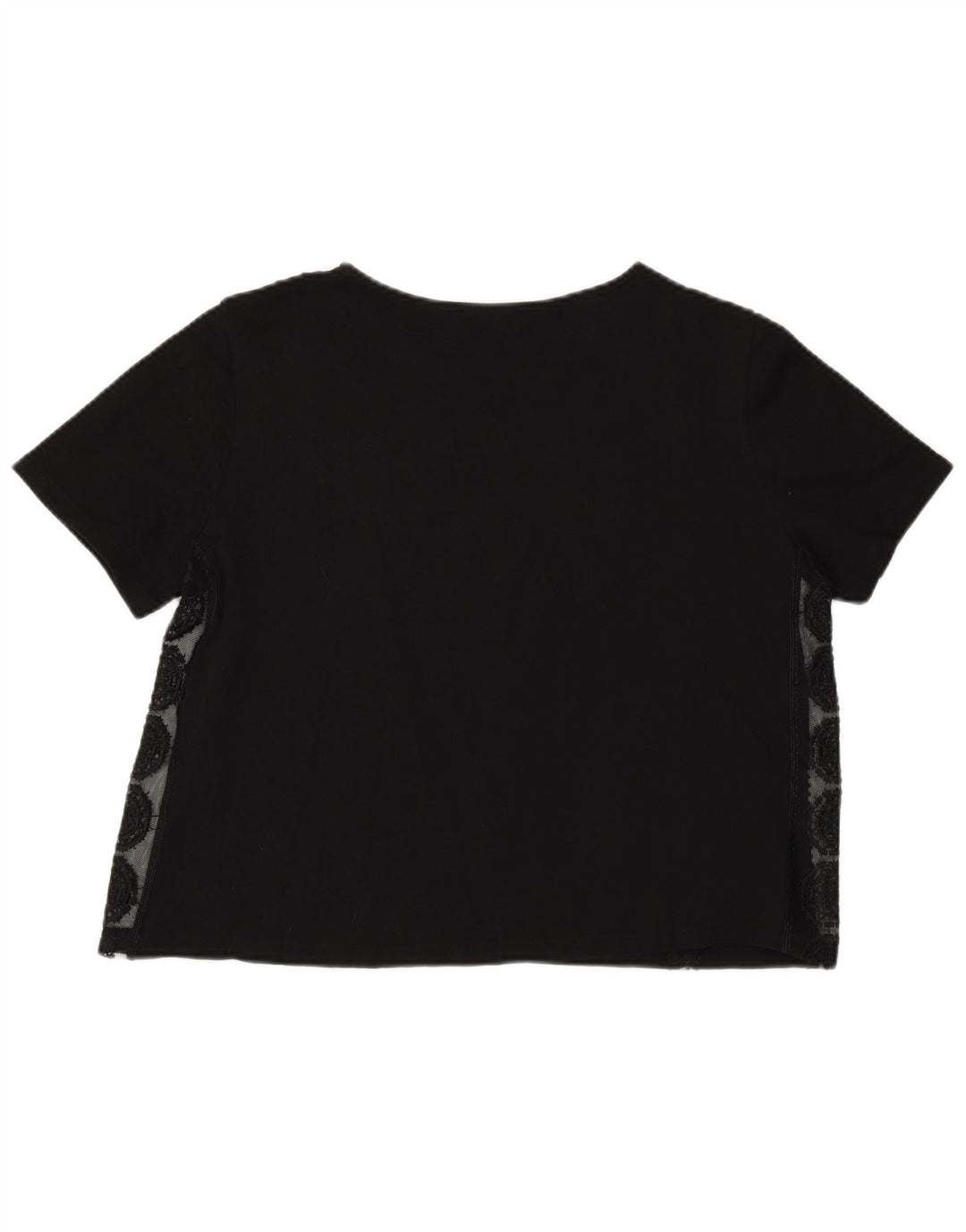 Zara Mujer Crop Top UK 40 Mediano Negro Geométrico