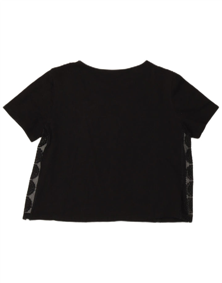 Zara Mujer Crop Top UK 40 Mediano Negro Geométrico