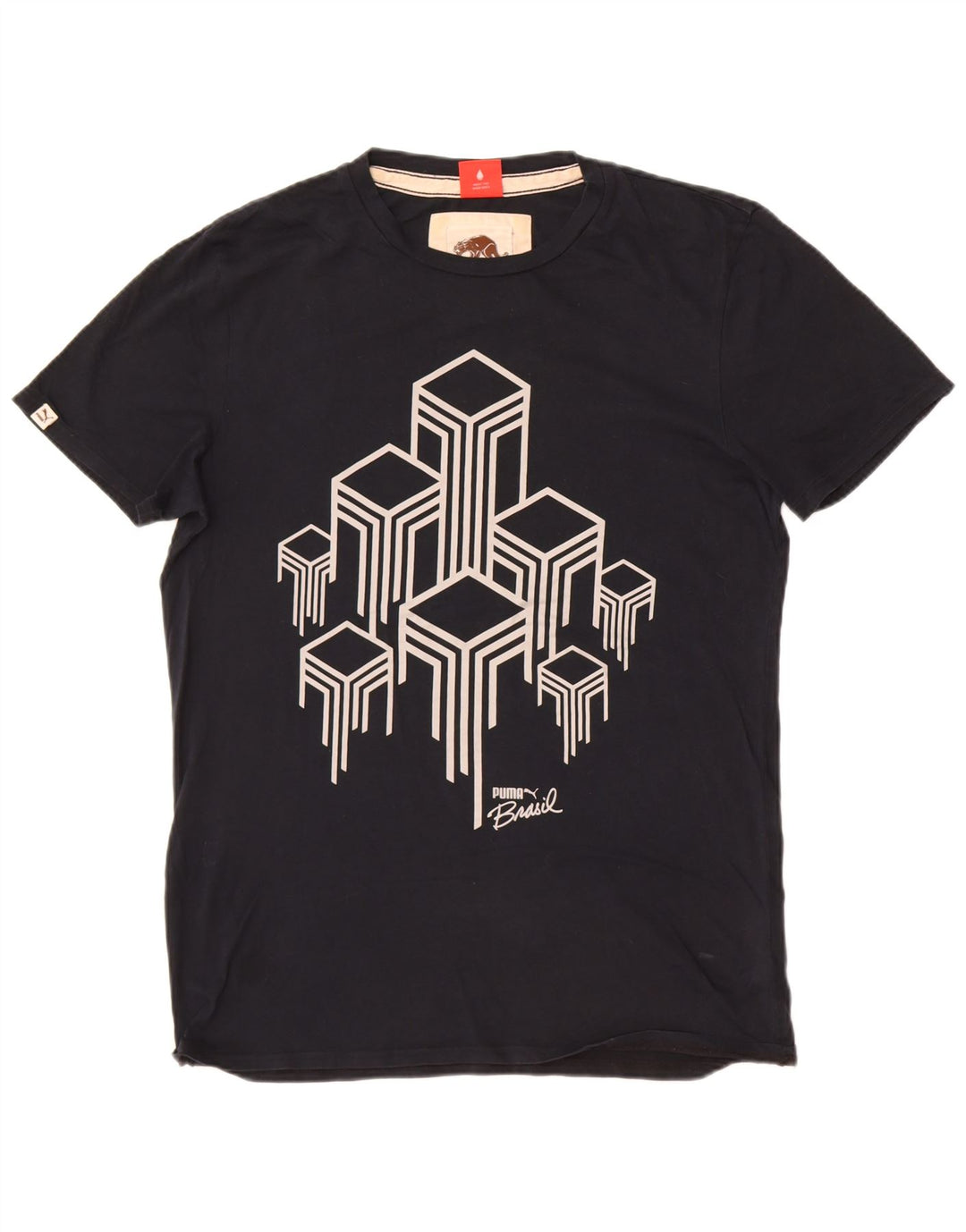 Puma Camiseta gráfica para hombre Top Medium Black Cotton