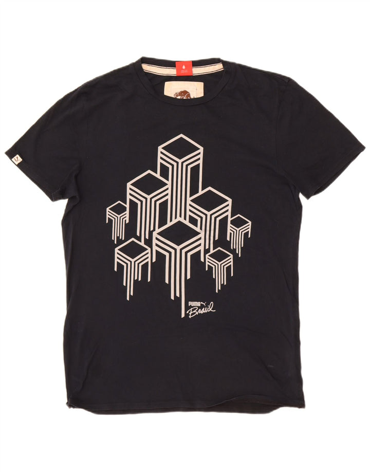 Puma Camiseta gráfica para hombre Top Medium Black Cotton