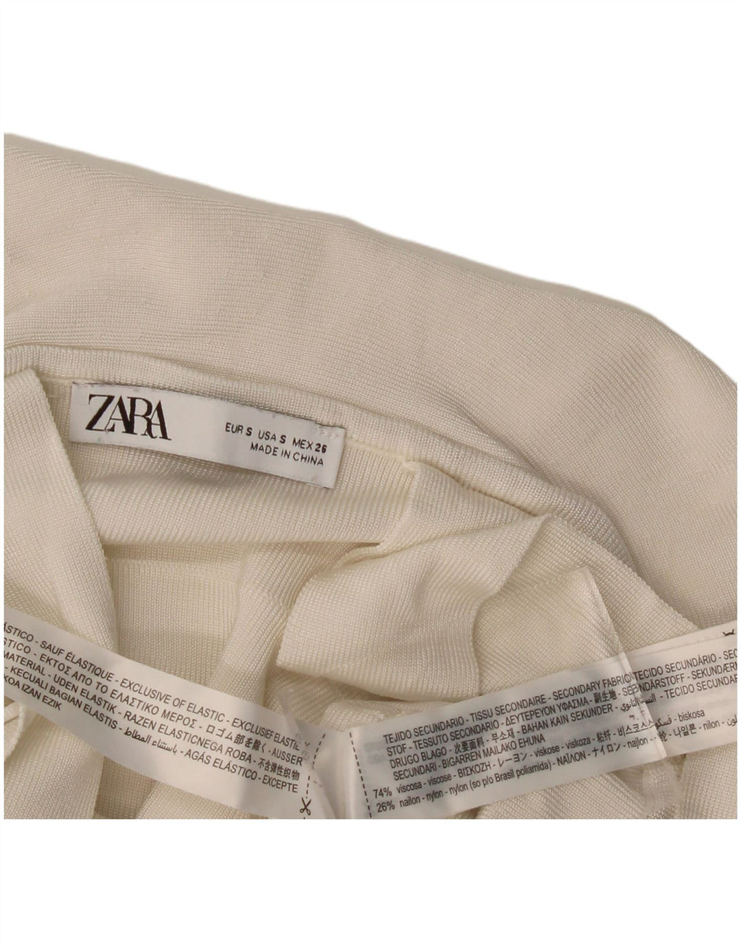 Zara Top Corto De Tirantes Con Volantes En La Parte Delantera Para Mujer UK 8 Small Off White Viscosa