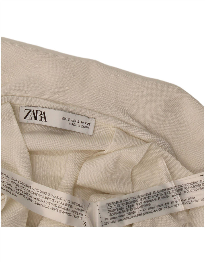 Zara Top Corto De Tirantes Con Volantes En La Parte Delantera Para Mujer UK 8 Small Off White Viscosa