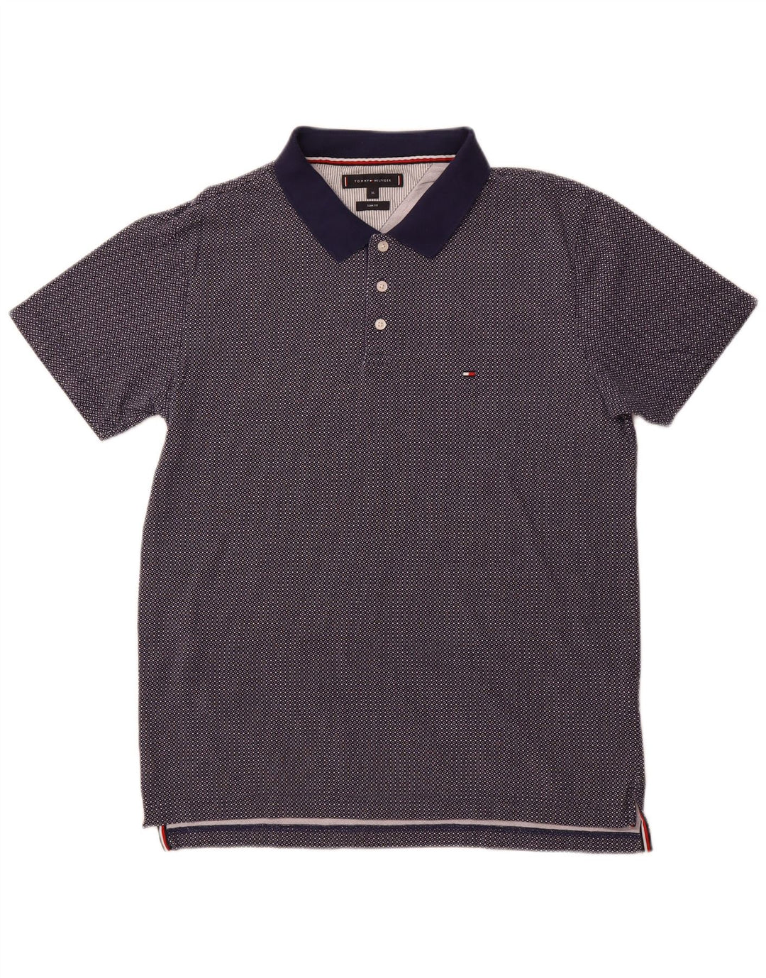 TOMMY HILFIGER Polo para hombre XL Algodón con lunares azul marino