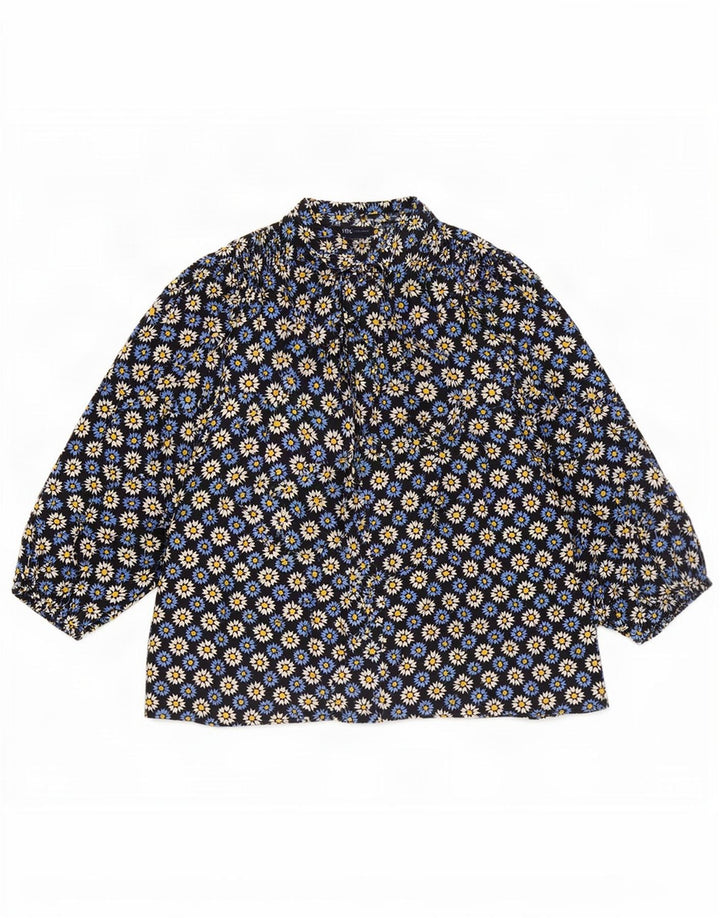 Marks & Spencer Blusa con lazo frontal para mujer UK 46 Grande Azul marino Floral