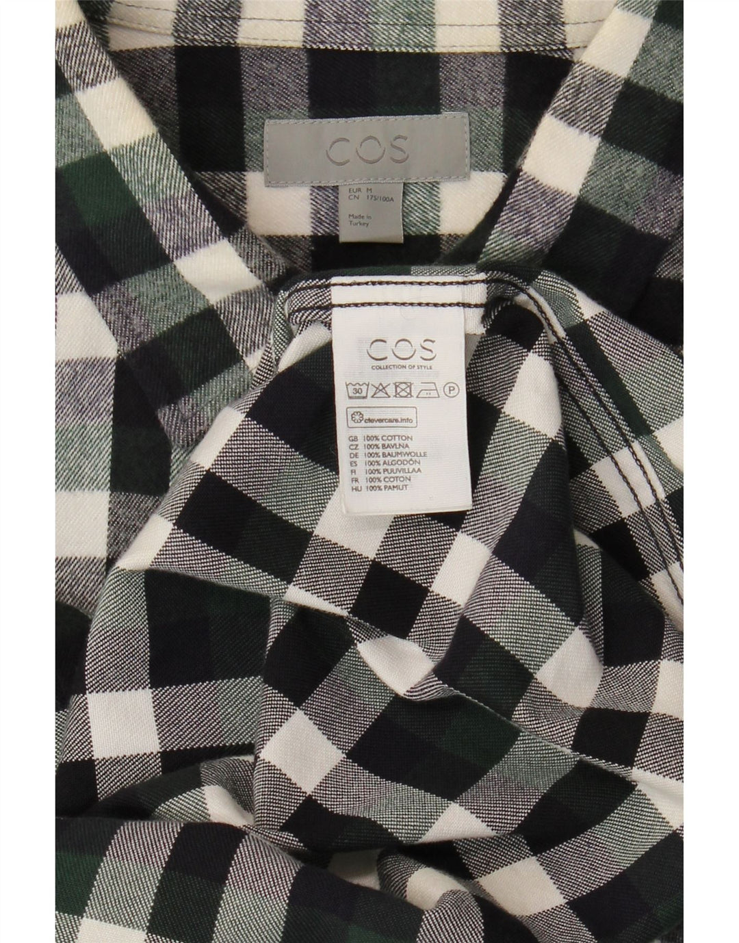 Camisa de franela para hombre Cos Algodón a cuadros verde medio