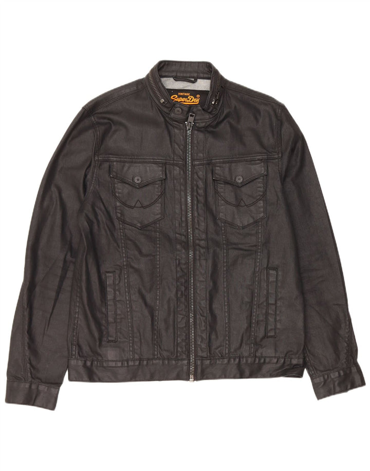 SUPERDRY Chaqueta vaquera para hombre UK 40 Large Algodón negro