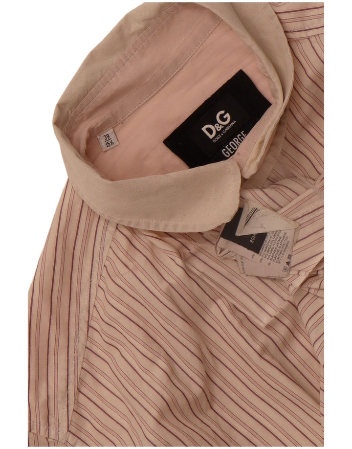 Dolce & Gabbana Camisa George para hombre Talla 39 15 1/2 Rayas beige medianas