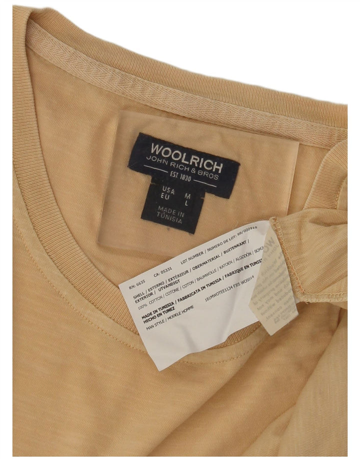 Woolrich Hombre Camiseta Gráfica Top Grande Algodón Beige