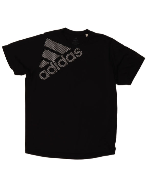 ADIDAS Camiseta gráfica Climalite para hombre Top grande poliéster negro
