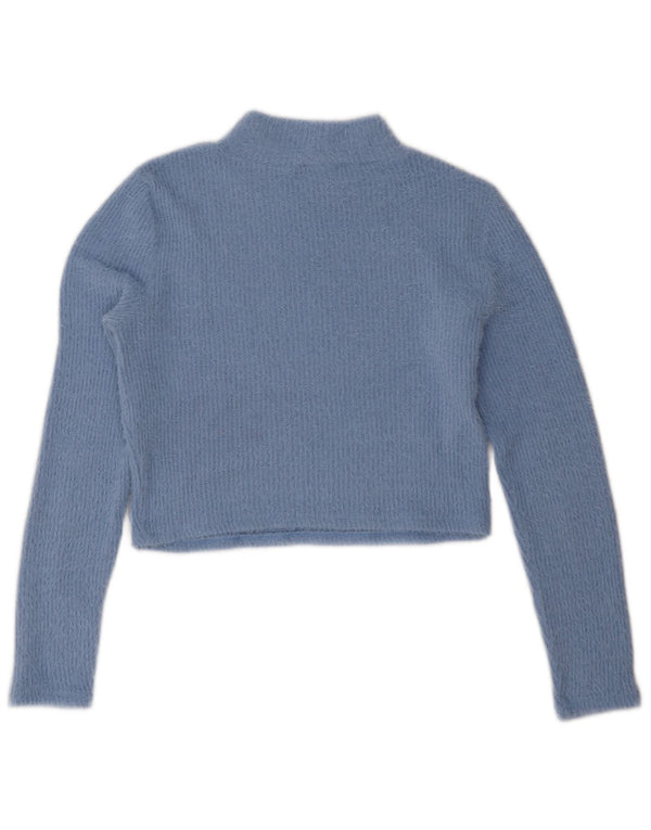 Zara Mujer Crop Turtle Neck Jumper Sweater UK 46 Grande Azul