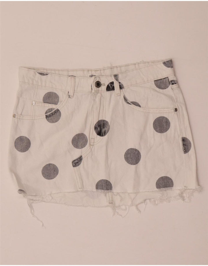 Zara Mujer Trafaluc Mini Falda Vaquera Mediana W28 Lunares Blancos
