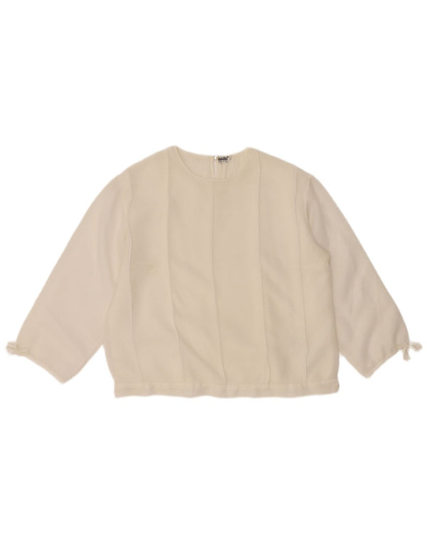 Vintage mujer 3/4 manga blusa Top Reino Unido 16 blanco grande