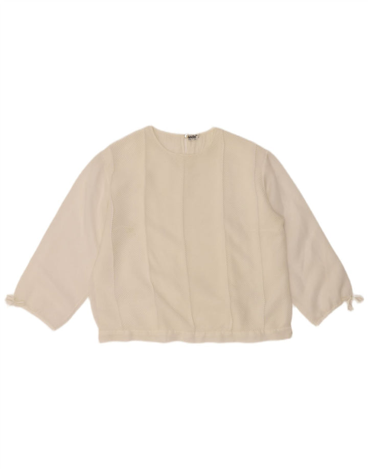 Vintage mujer 3/4 manga blusa Top Reino Unido 16 blanco grande