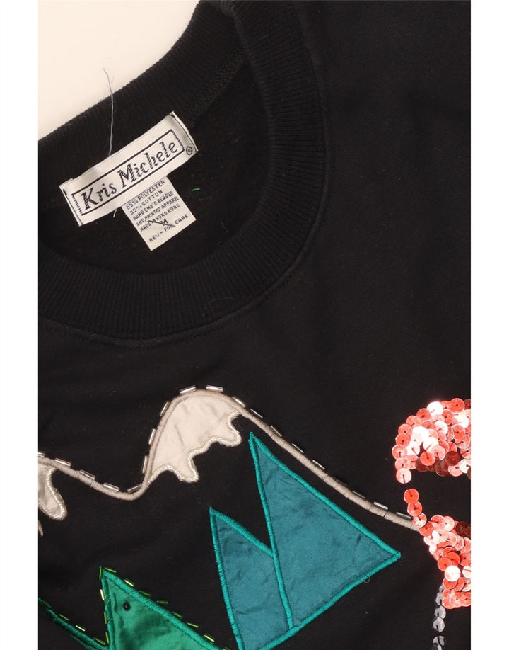 Kris Michele Sudadera gráfica para mujer Jumper UK 14 Mediano Negro Poliéster
