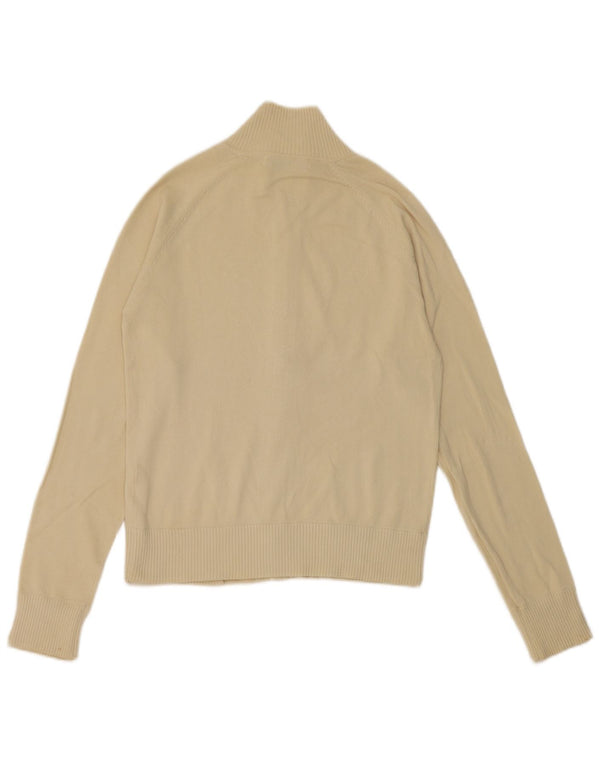 Zara Mujer Crop Cardigan Suéter UK 12 Medio Beige Algodón