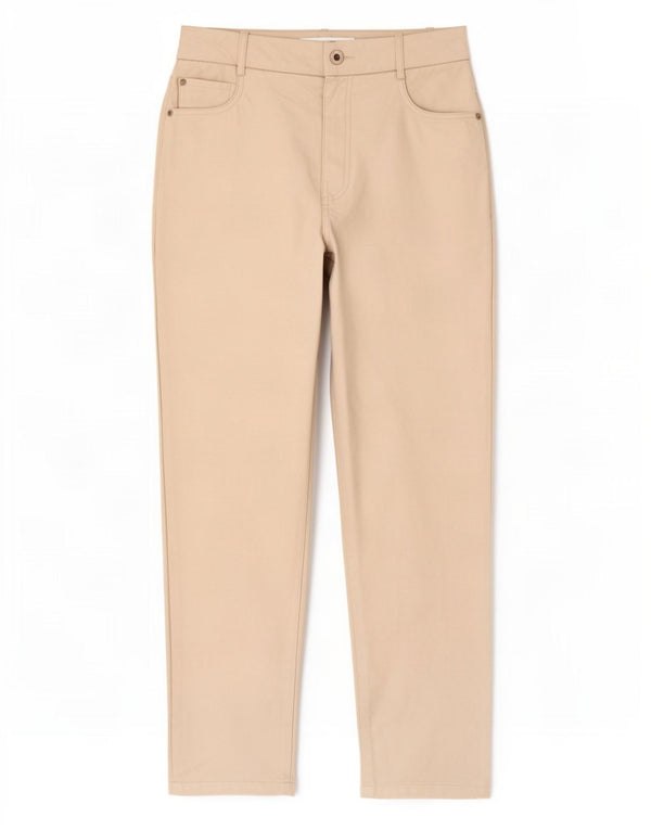 Zara Mujer Pantalones Cónicos De Piel Sintética EU 38 Small W28 L27 Beige