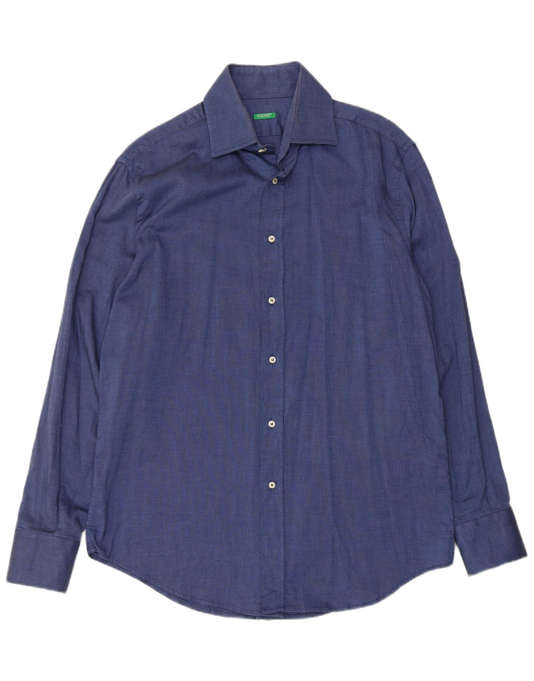 Camisa Benetton Hombre XL Azul Marino Algodón