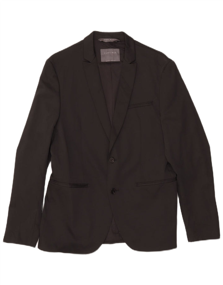 Zara Chaqueta tipo blazer de 2 botones para hombre EU 50 Mediano Negro Poliéster