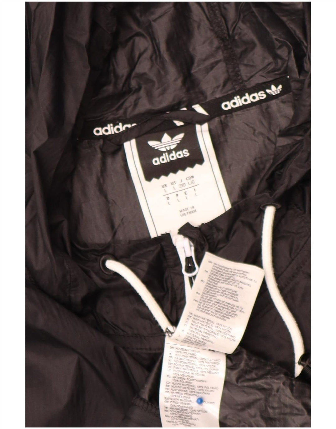 Adidas Chaqueta impermeable con capucha para hombre UK 40 Large Black Nylon