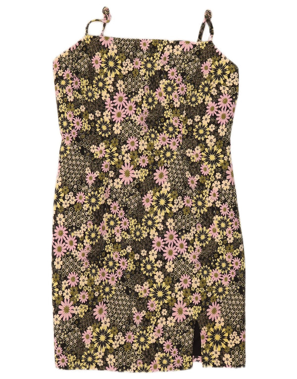 Oasis Vestido lencero para mujer UK 8 Small Poliéster floral negro