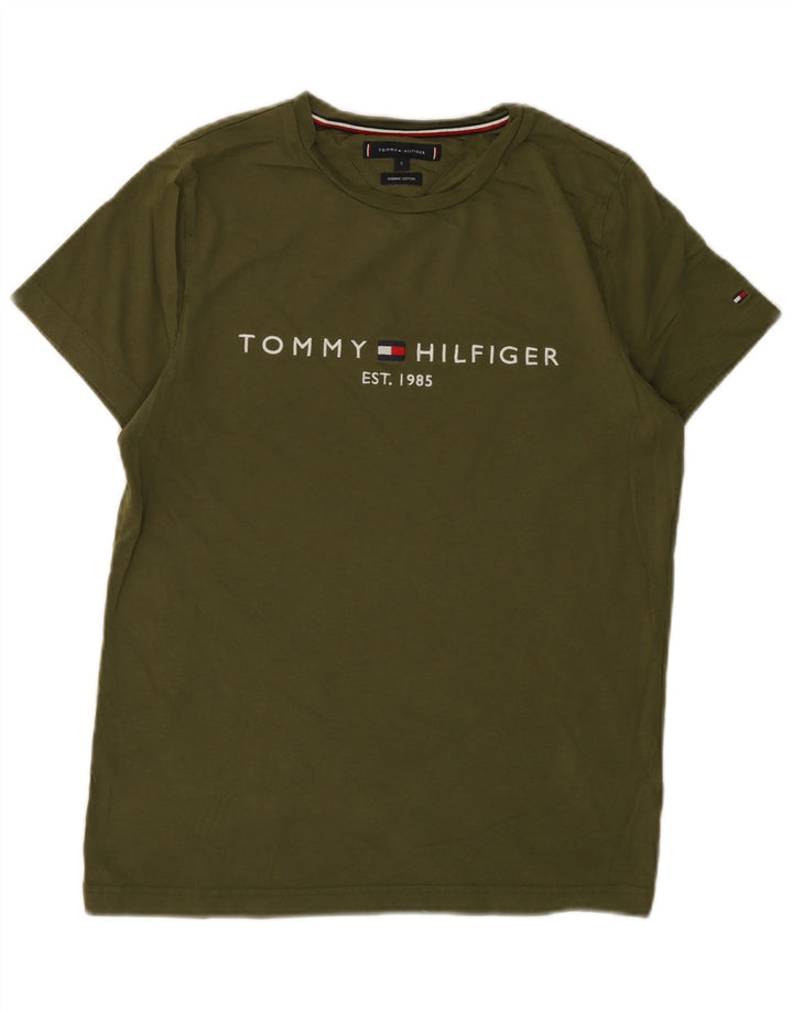 TOMMY HILFIGER Camiseta gráfica para hombre Top Small Khaki Cotton