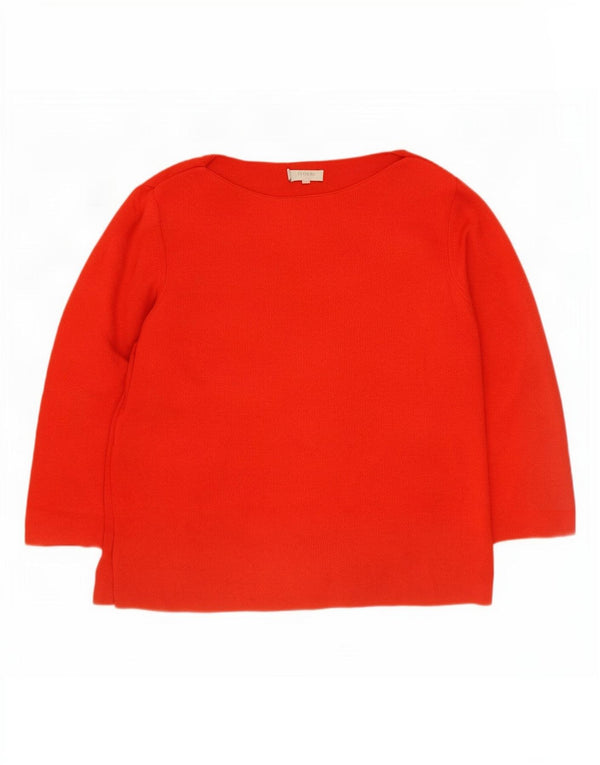 Hobbs Suéter tipo jersey con cuello barco y manga 3/4 para mujer UK 12 Medium Rayón rojo