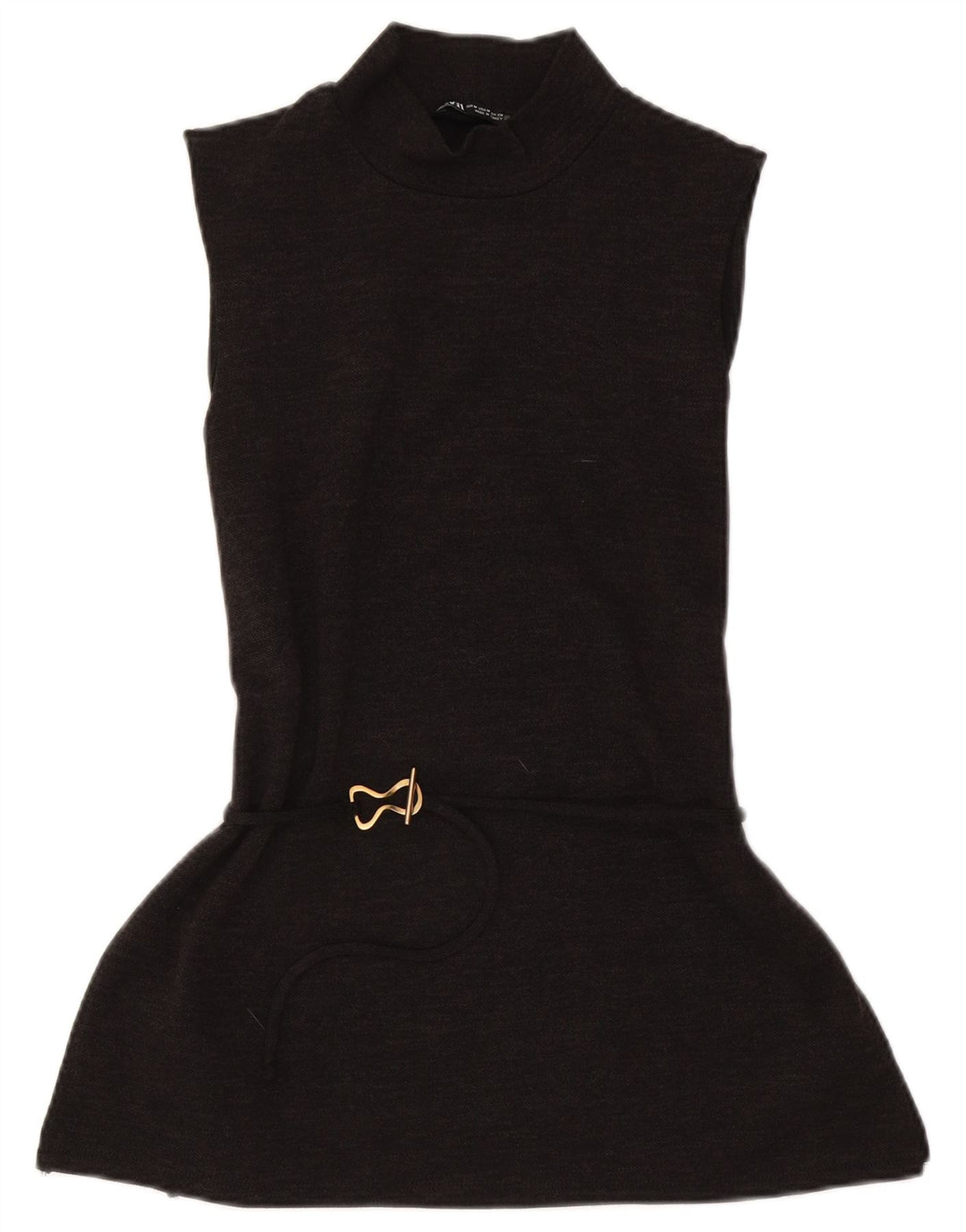 Zara Mujer Vestido Básico Sin Mangas UK 42 Marrón Medio Poliéster