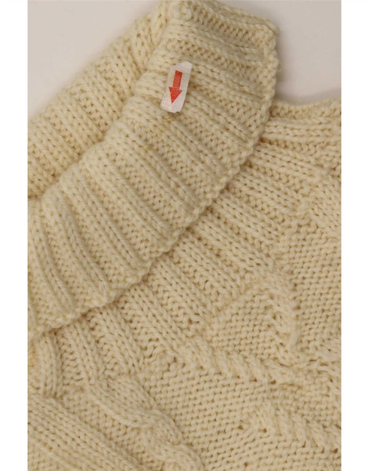 Vintage mujer rollo cuello jersey suéter Reino Unido 12 medio blanco apagado