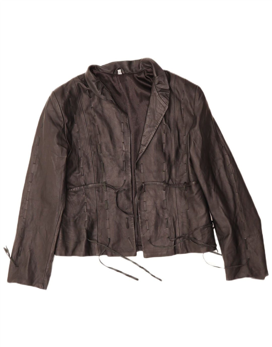 VINTAGE Chaqueta de cuero para mujer IT 44 Mediano Negro