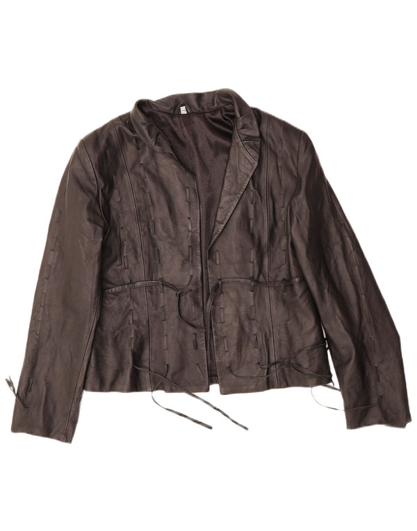 VINTAGE Chaqueta de cuero para mujer IT 44 Mediano Negro