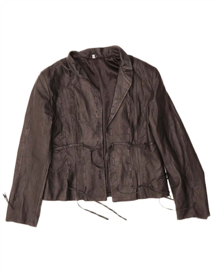 VINTAGE Chaqueta de cuero para mujer IT 44 Mediano Negro
