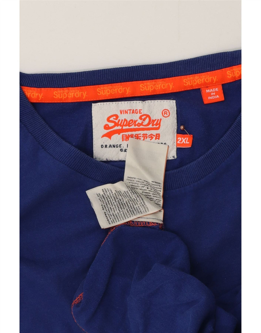SUPERDRY Camiseta Hombre Top 2XL Algodón Azul