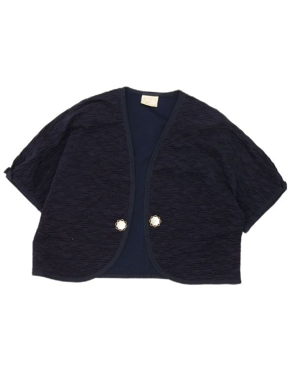 Liola Top Bolero Abierto de Manga Corta para Mujer IT 52 2XL Algodón Azul Marino