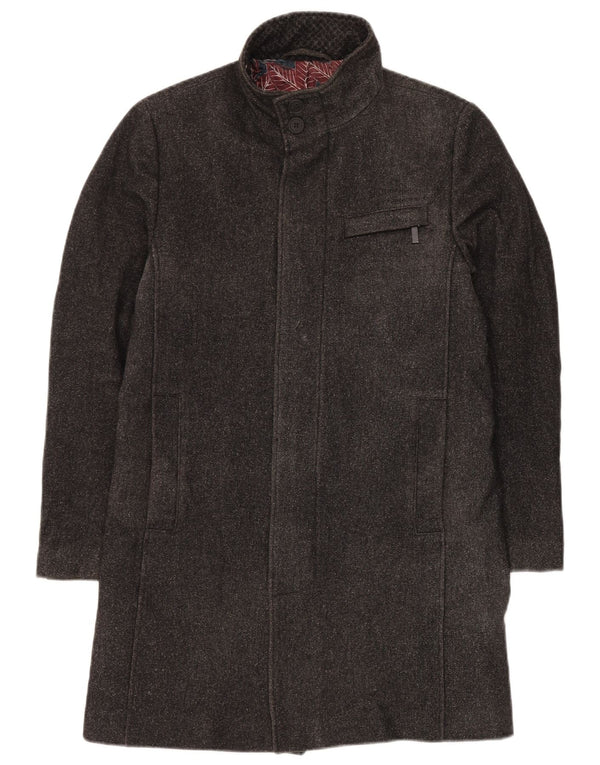 Ted Baker Abrigo para hombre Talla 2 Pequeño Lana moteada gris