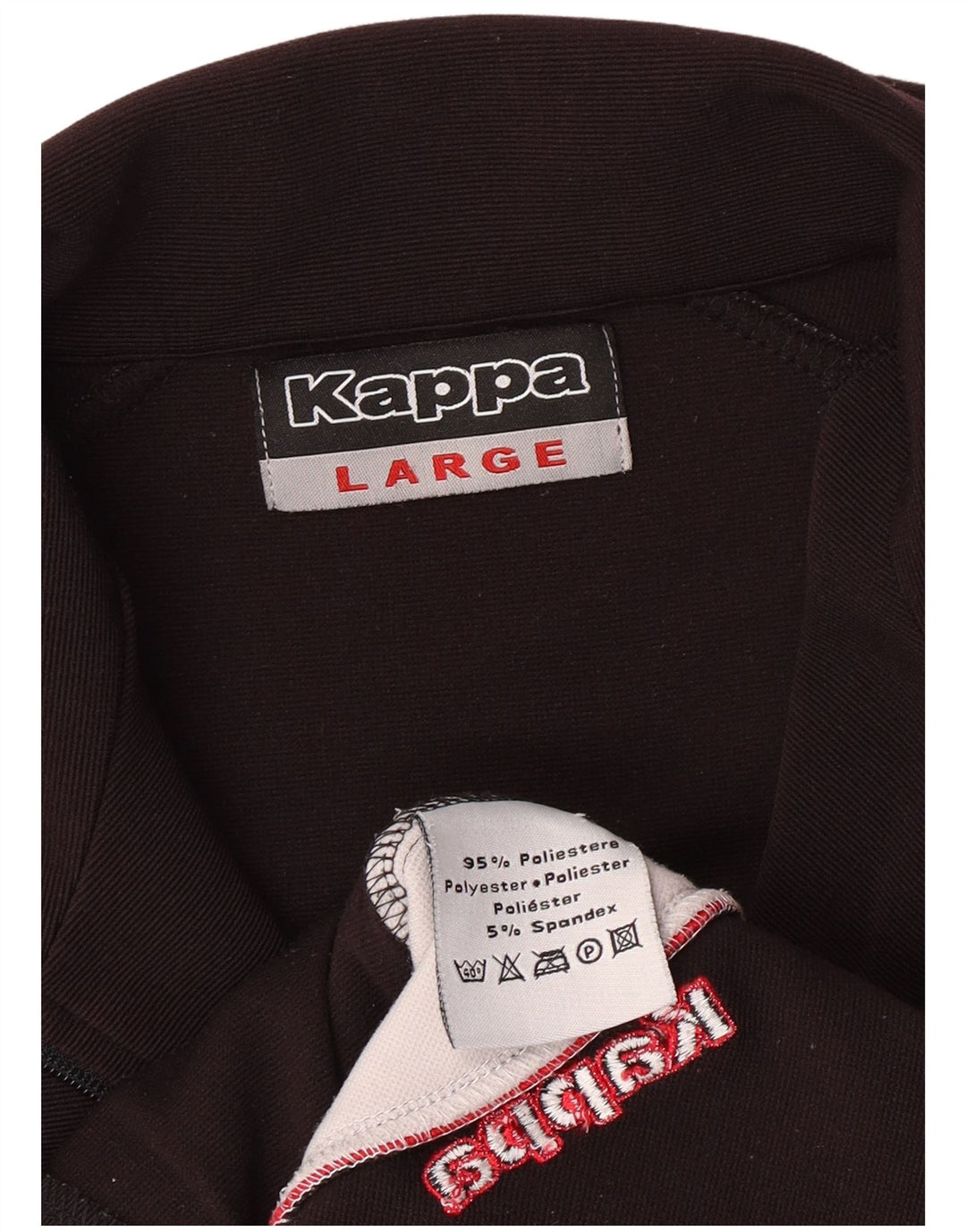 KAPPA Hombre Chándal Top Chaqueta Grande Negro Colorblock Poliéster