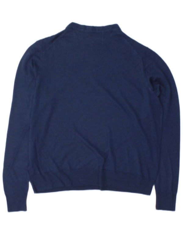 Marks & Spencer Jersey de cuello redondo para mujer UK 46 Large Lana azul marino