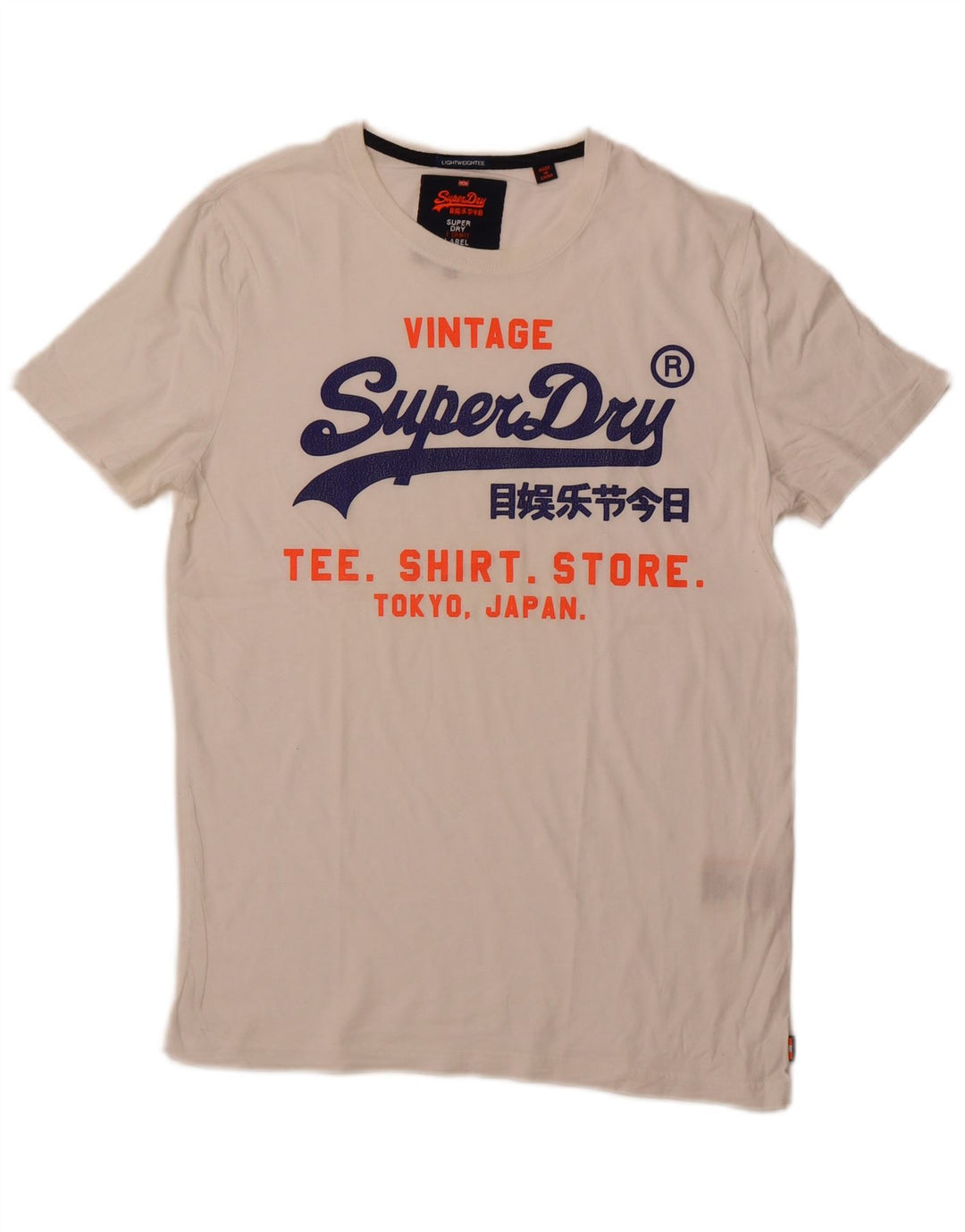SUPERDRY Camiseta gráfica para hombre Top grande de algodón blanco