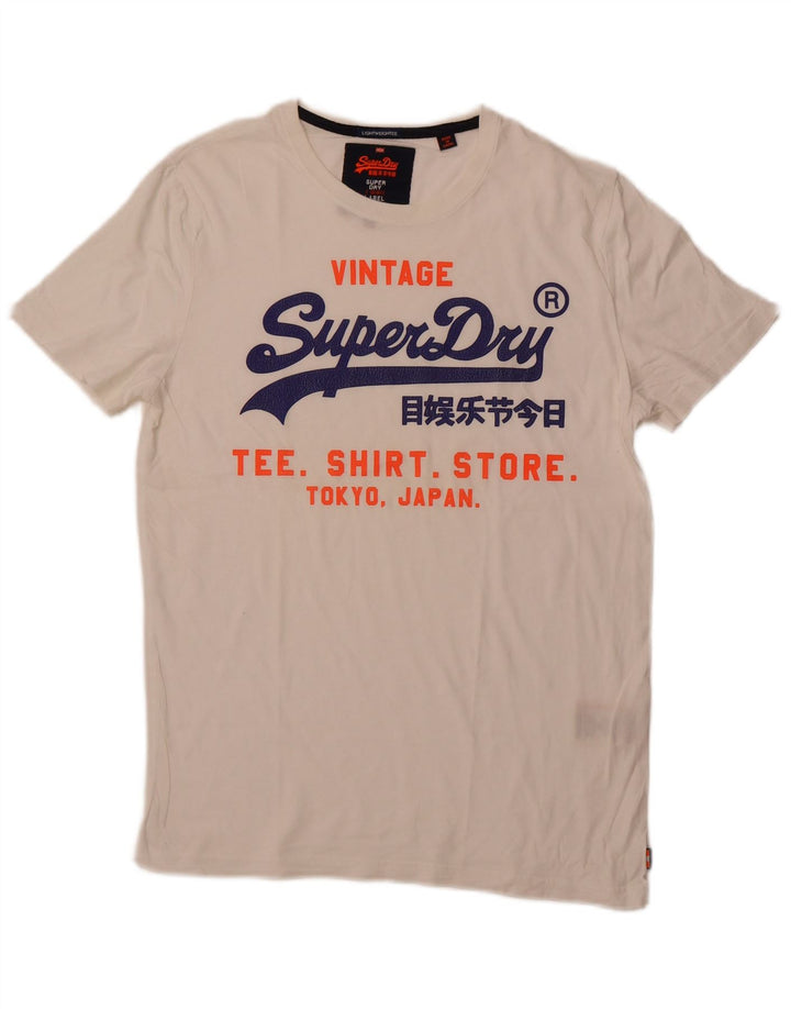 SUPERDRY Camiseta gráfica para hombre Top grande de algodón blanco