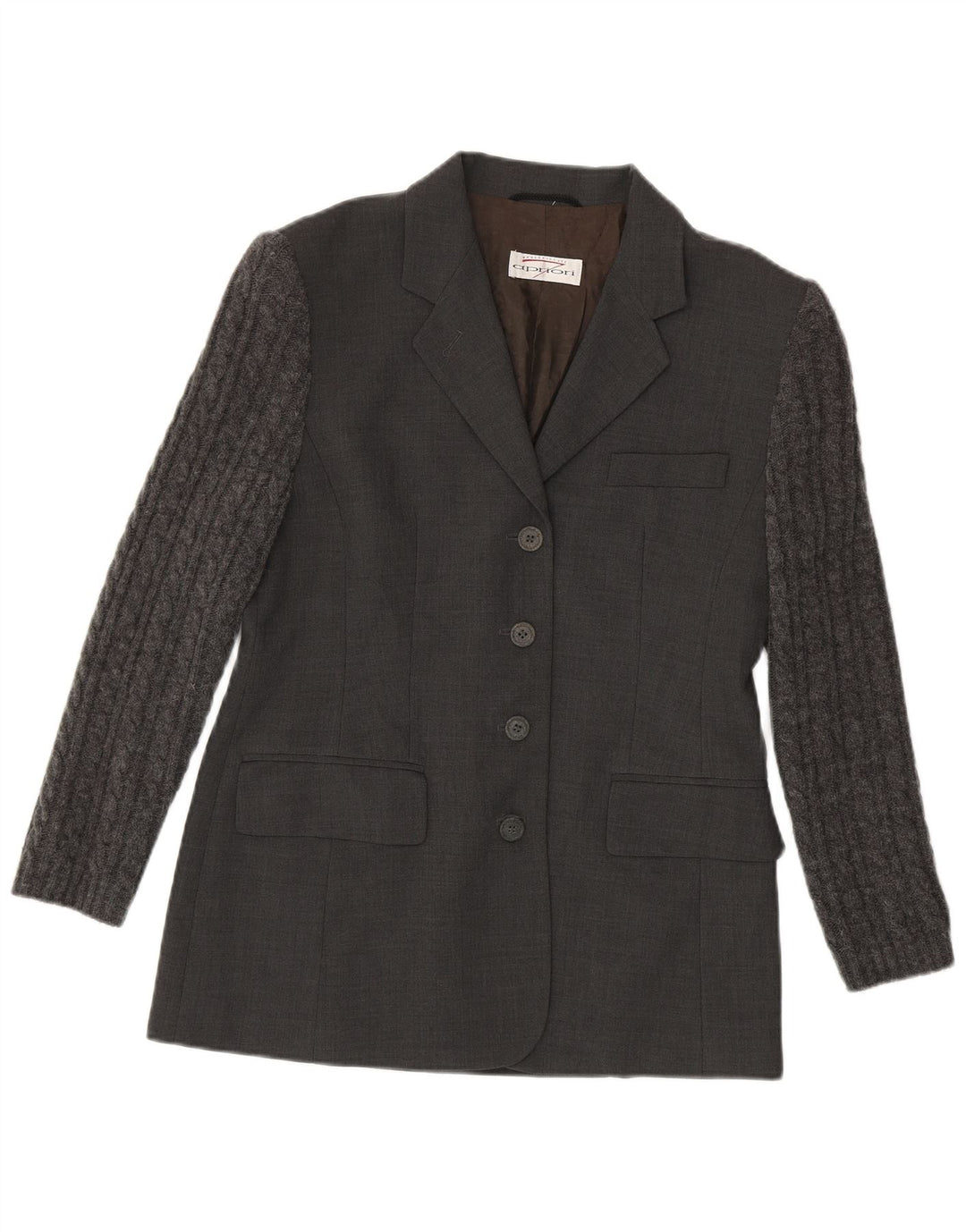 Apriori Chaqueta tipo blazer de 4 botones para mujer UK 42 Poliéster gris medio