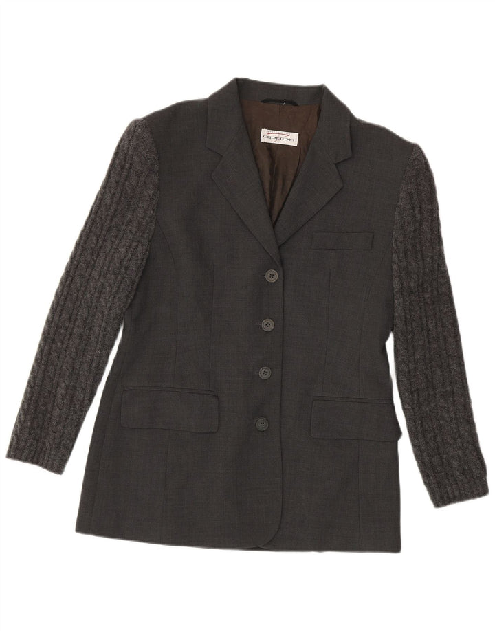 Apriori Chaqueta tipo blazer de 4 botones para mujer UK 42 Poliéster gris medio