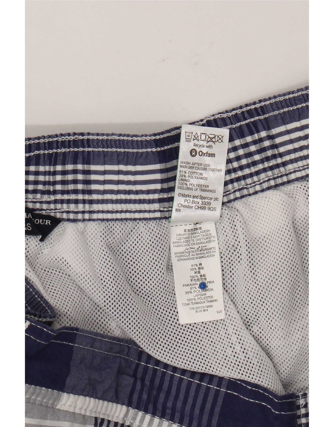 Marks & Spencer Hombre Blue Harbor Bañador Corto De Algodón A Cuadros Azul Grande