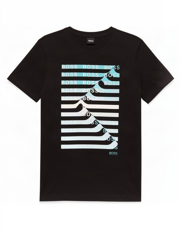 Hugo Boss Hombre Camiseta Gráfica Top Pequeño Algodón Negro