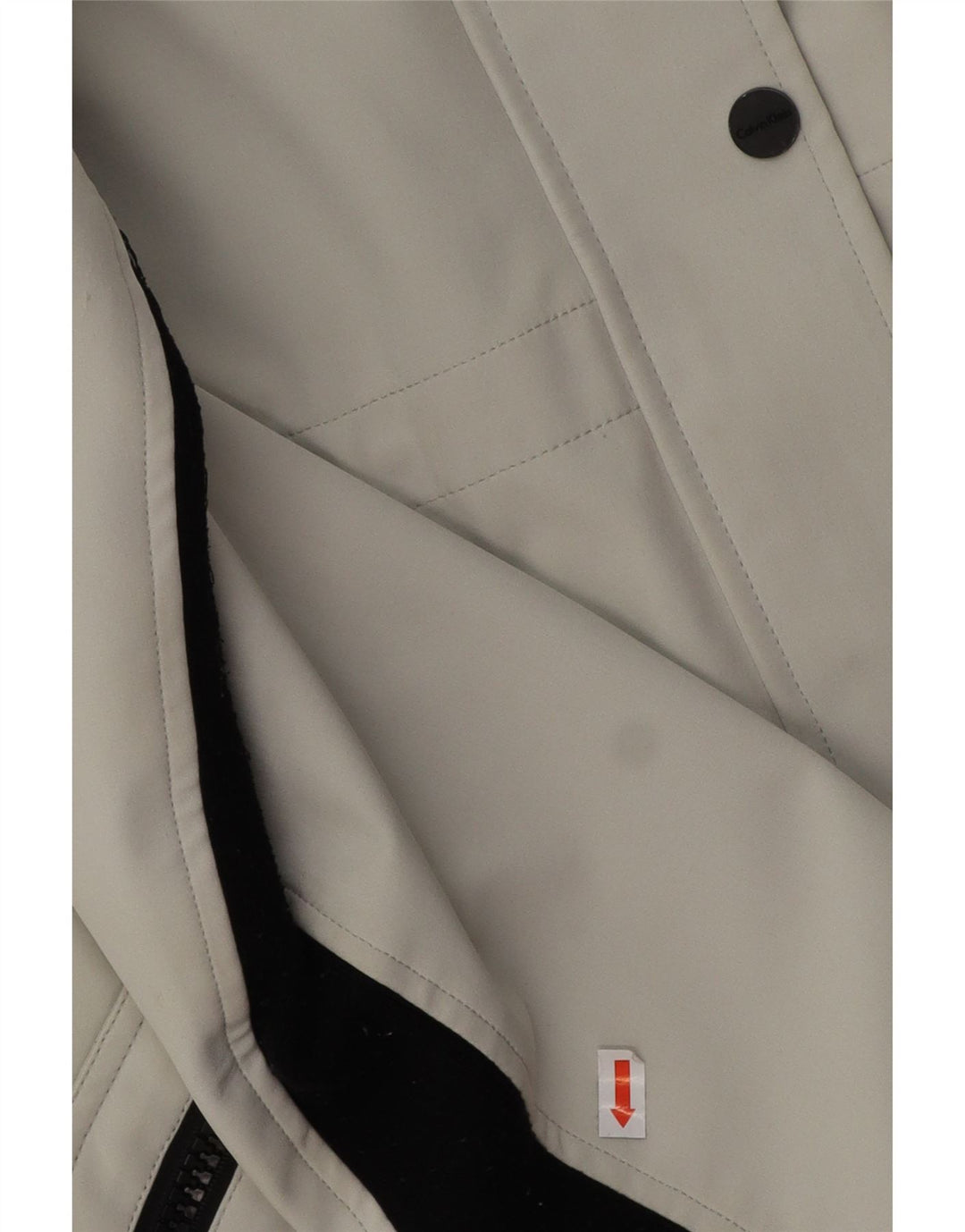 CALVIN KLEIN Abrigo cortavientos con capucha para mujer UK 46 Poliéster gris grande